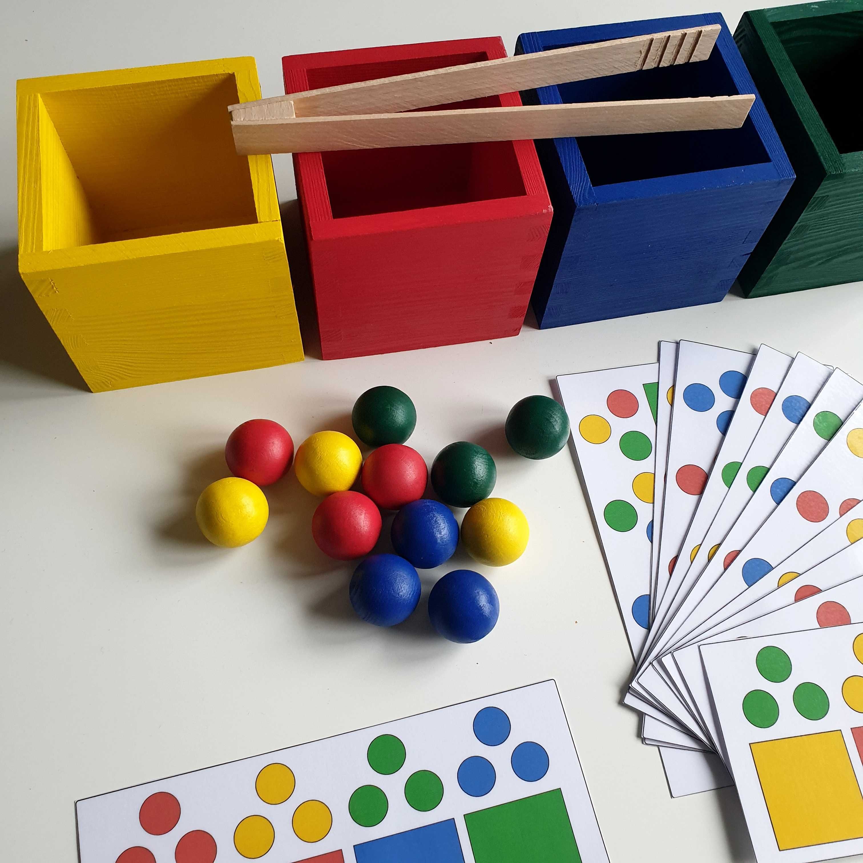 układanka lewopółkulowa Montessori kubek i kulka - sorter kolorów 4szt