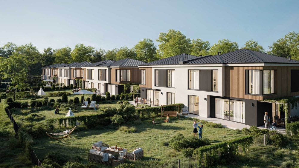 Domy z furtką do lasu – bliźniaki 140 m², działki 600–700 m²
