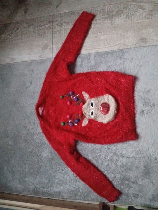 świąteczny sweter z reniferem, włochaty miękki 146