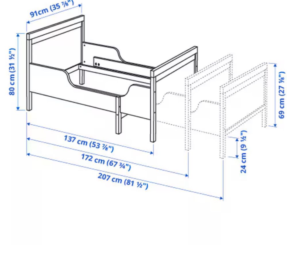 Łóżeczko Ikea Sundvik z materacem 80x200