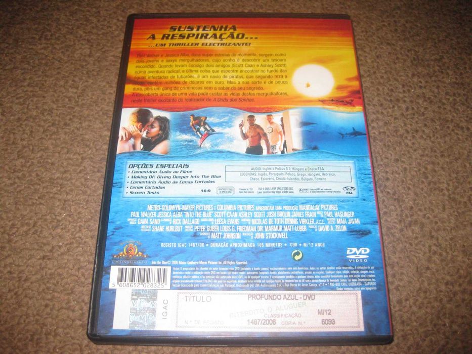 DVD "Profundo Azul" com Paul Walker