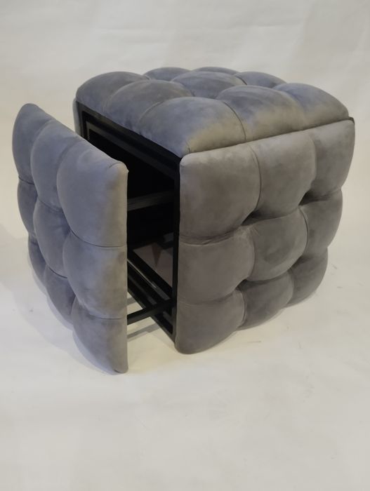 Пуфік кубик коричневий велюр складний