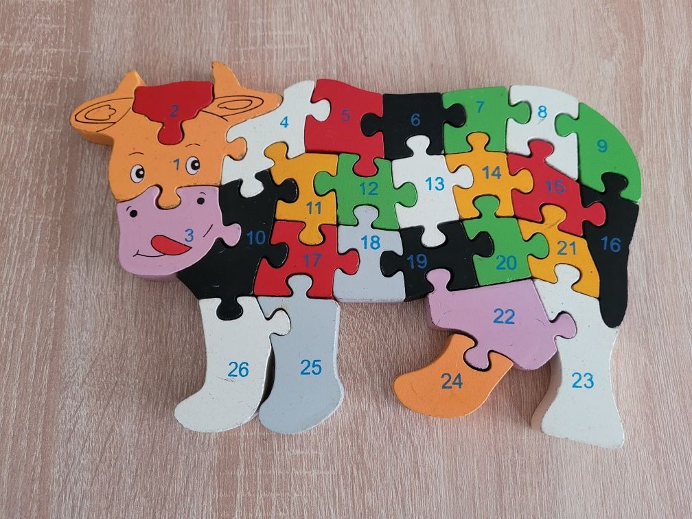 Puzzle drewniane nauka liter i liczb