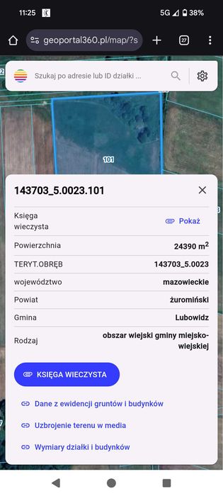 Działka rolna/łąka 2,4 ha