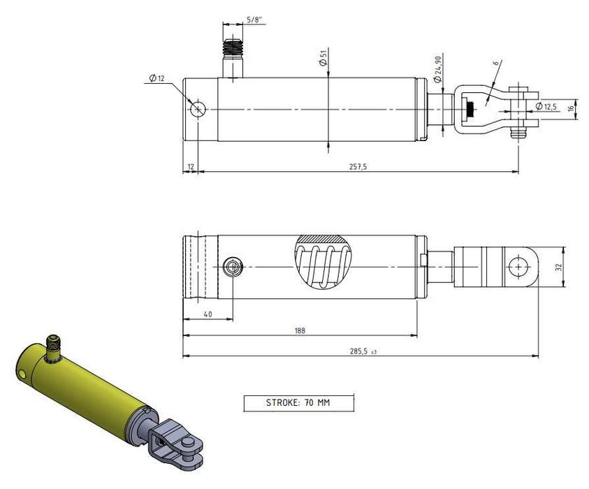 Siłownik hydrauliczny hamulca do przyczepy