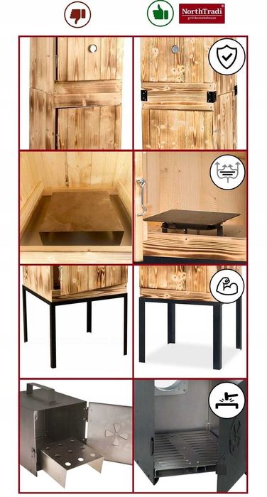 XXL Duża Wędzarnia Ogrodowa Drewniana Wędzok Palenisko Haki Rury