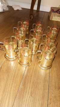 9 szklanek z koszyczkami typowe dla PRL