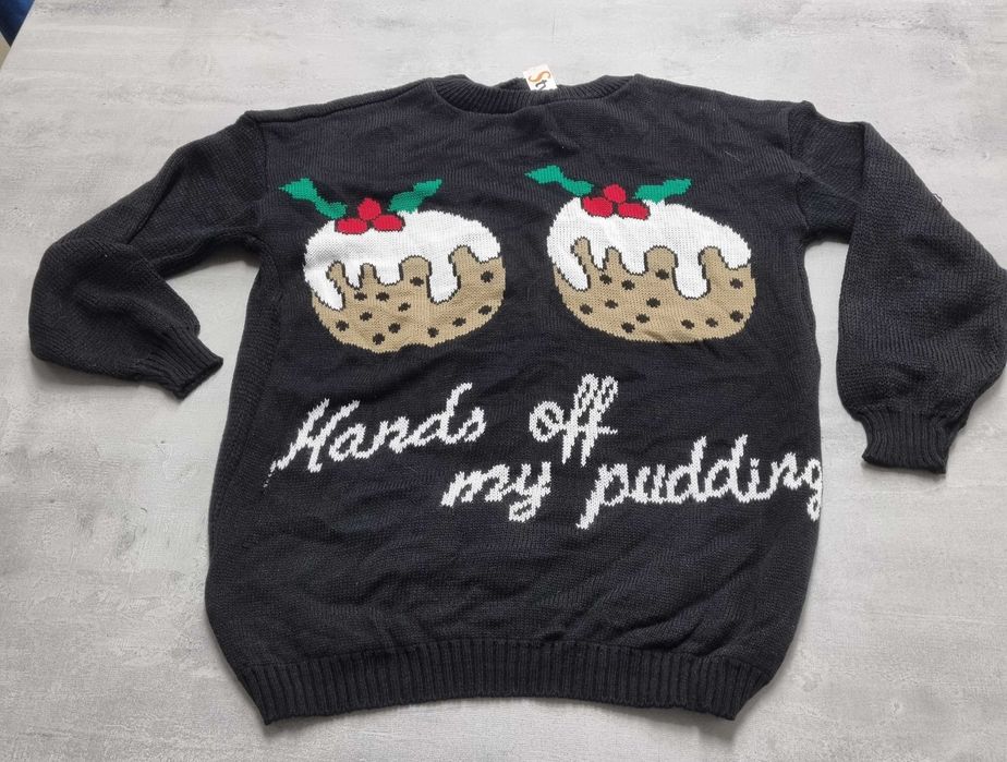 Sweter L 40 na święta świąteczny zimowy czarny damski