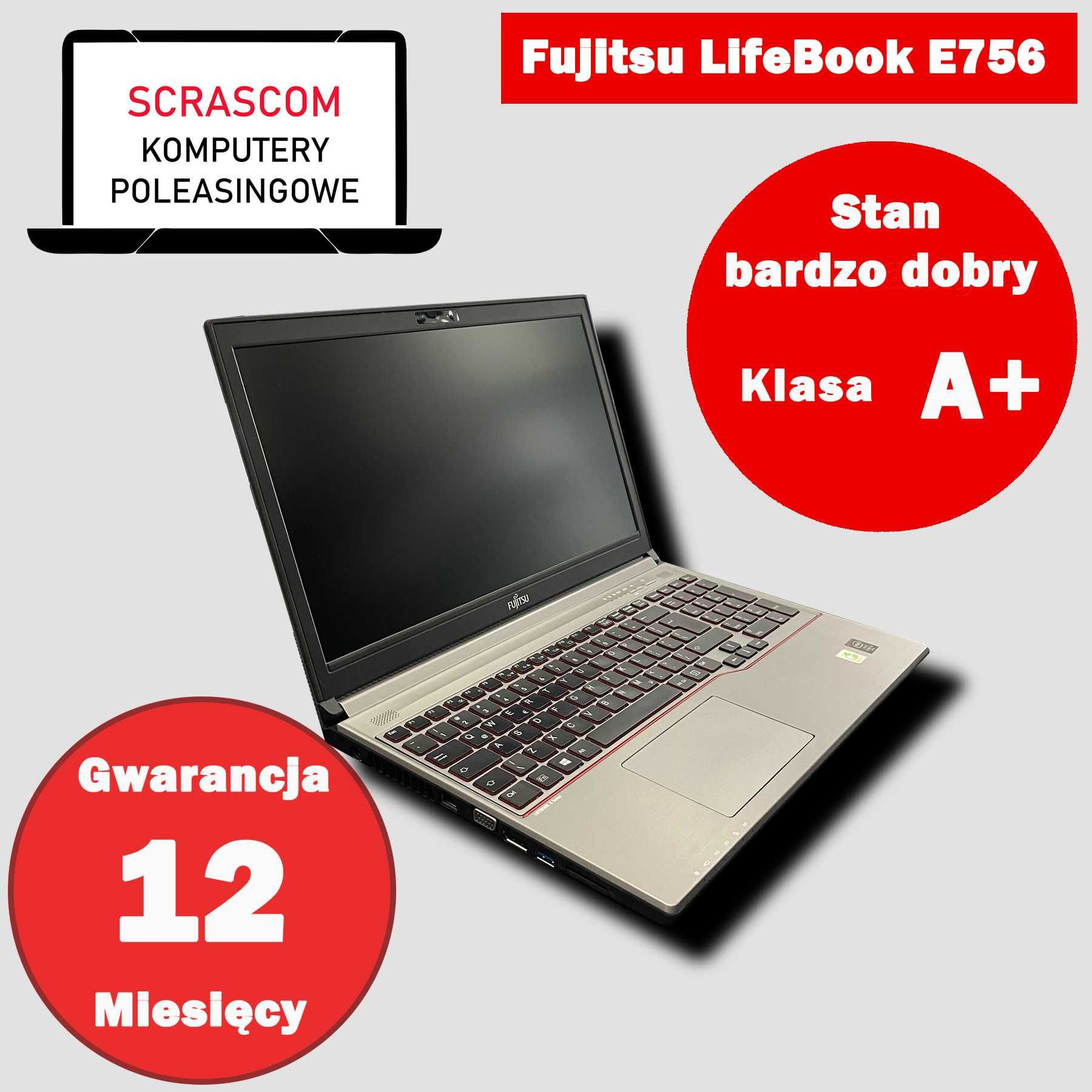 Laptop Notebook Fujitsu LifeBook E756 core i5 8GB RAM 256GB SSD Gwar