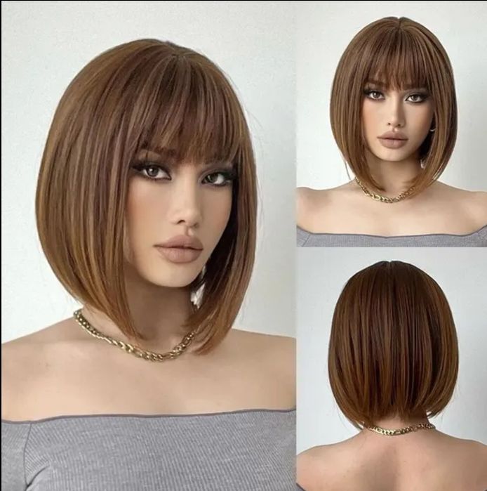 Peruka bob kasztan brąz