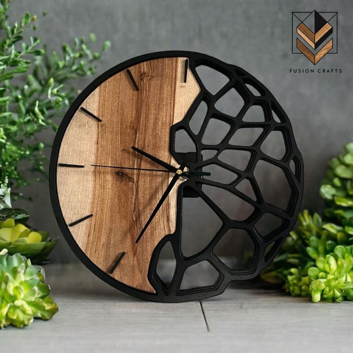 Nowoczesny zegar ścienny loftowy drewno mdf