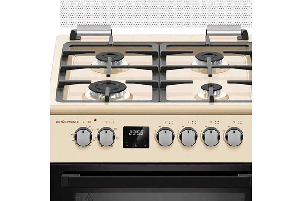 Плита газоелектр. FDR661234BE 60см.бежева,дисплей,чавун реш (GRUNHELM)