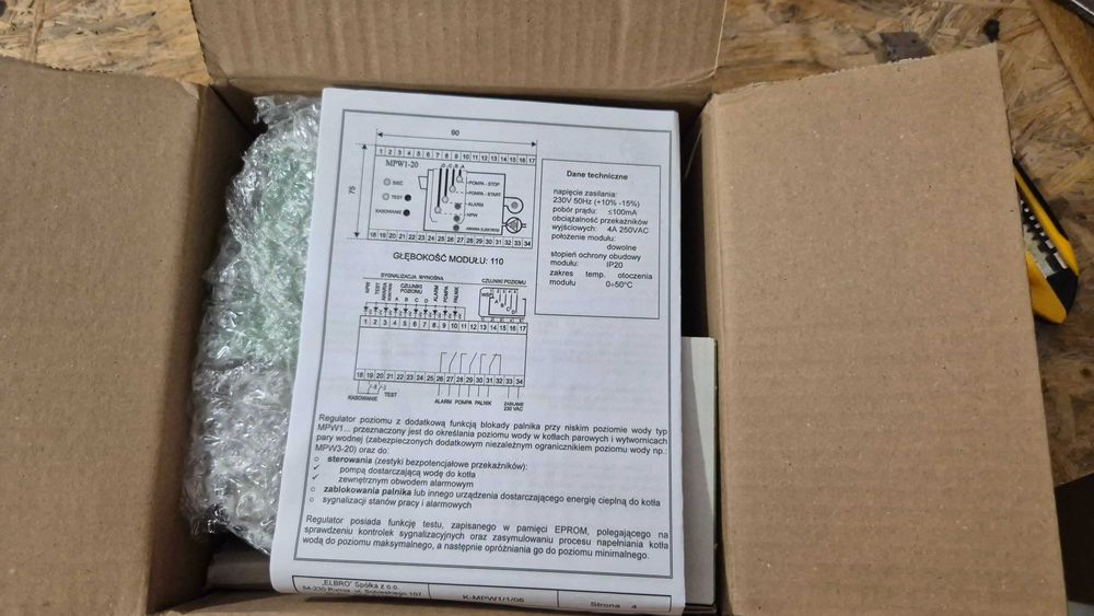 Obniżka ceny! Regulator poziomu Elbro MPW1 -20 kocioł parowy wodny UDT