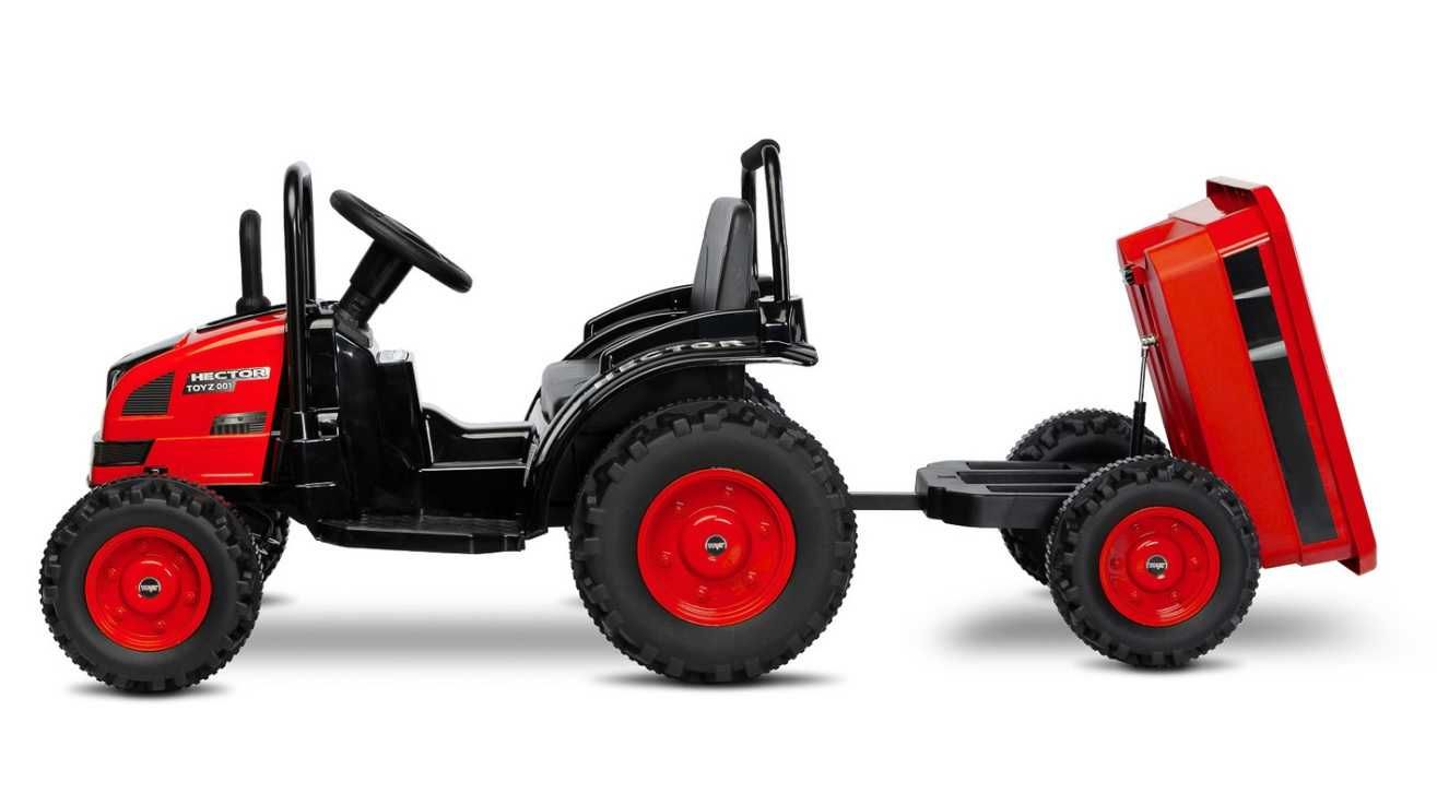 Pojazd na akumulator z pilotem TRAKTOR HECTOR red z przyczepką wywrot