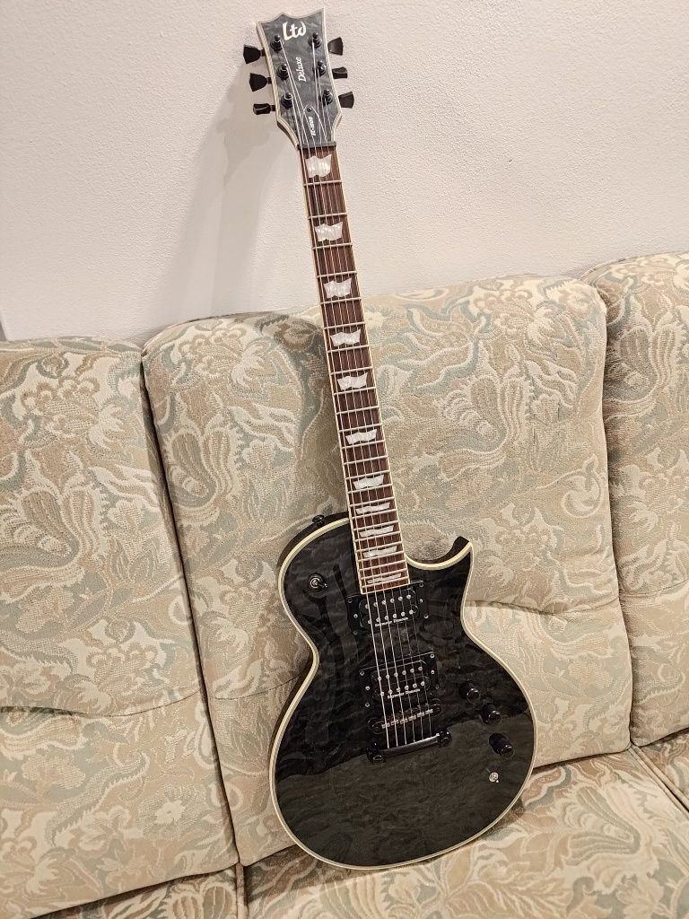 Gitara elektryczna ESP LTD EC-1000 Fishman Piezo QM STBLK / jak LesPau