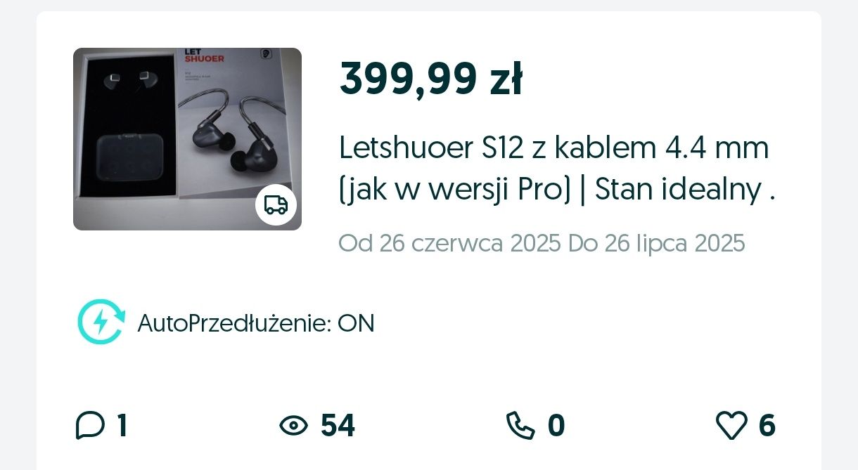 Letshuoer S12 z kablem 4.4 mm (jak w wersji Pro) | Stan idealny .