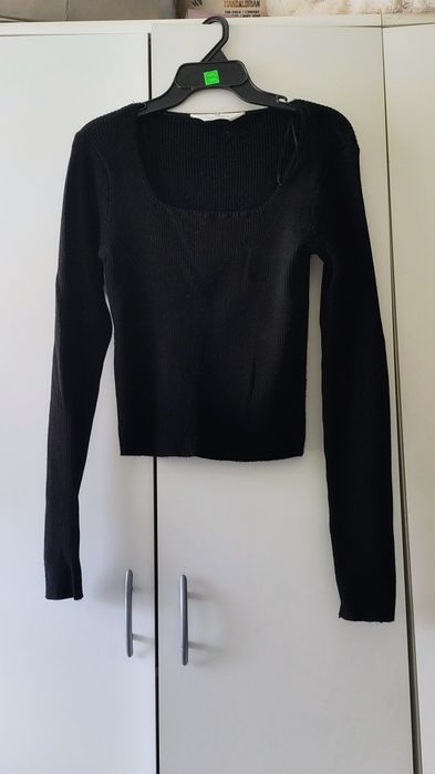 Bluzka czarna z długim rękawem 158/164 XXS XS h&m