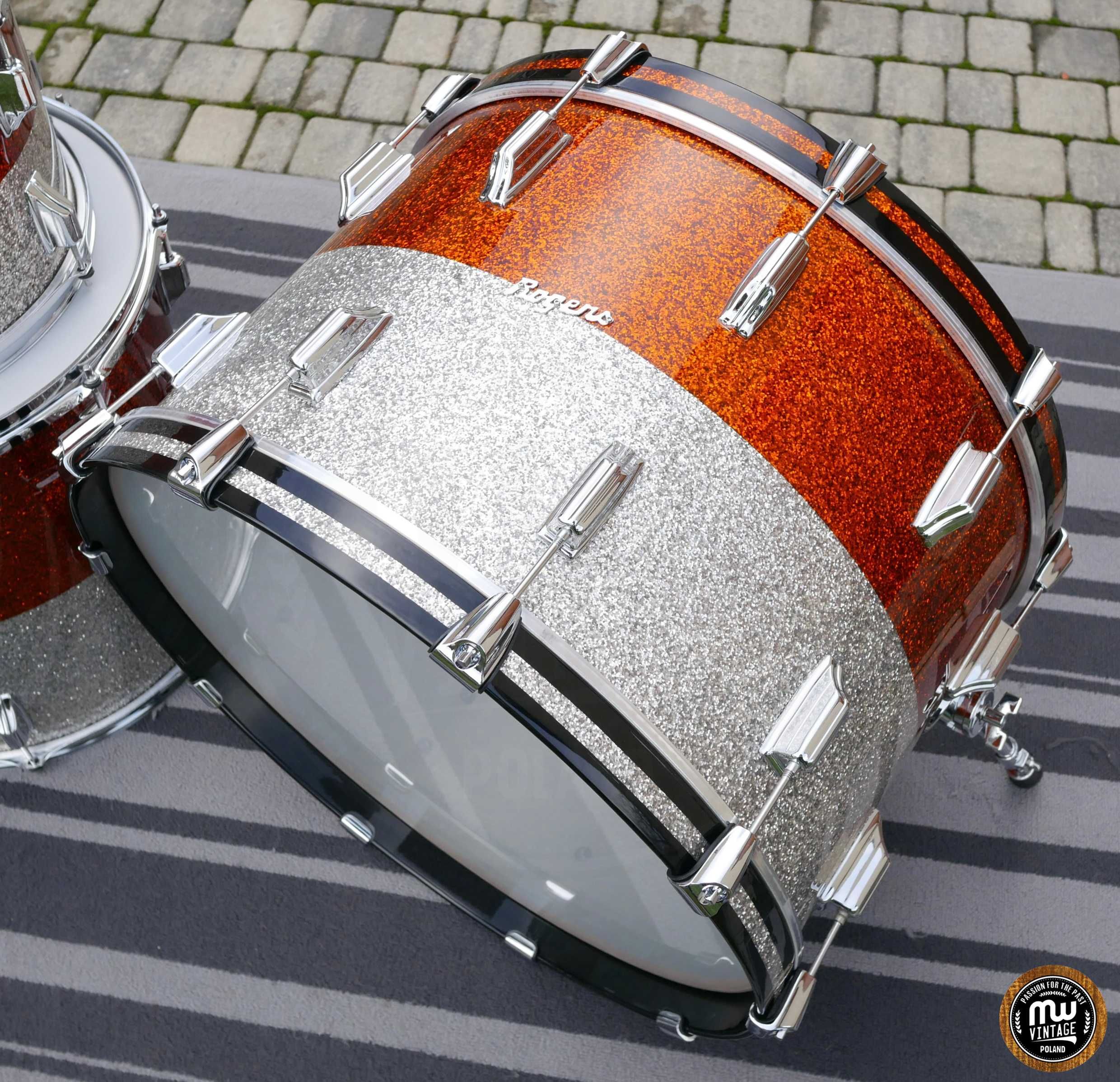Perkusja Rogers Powertone 22”, 13", 16” Copper/Silver Sparkle 60s ‼️