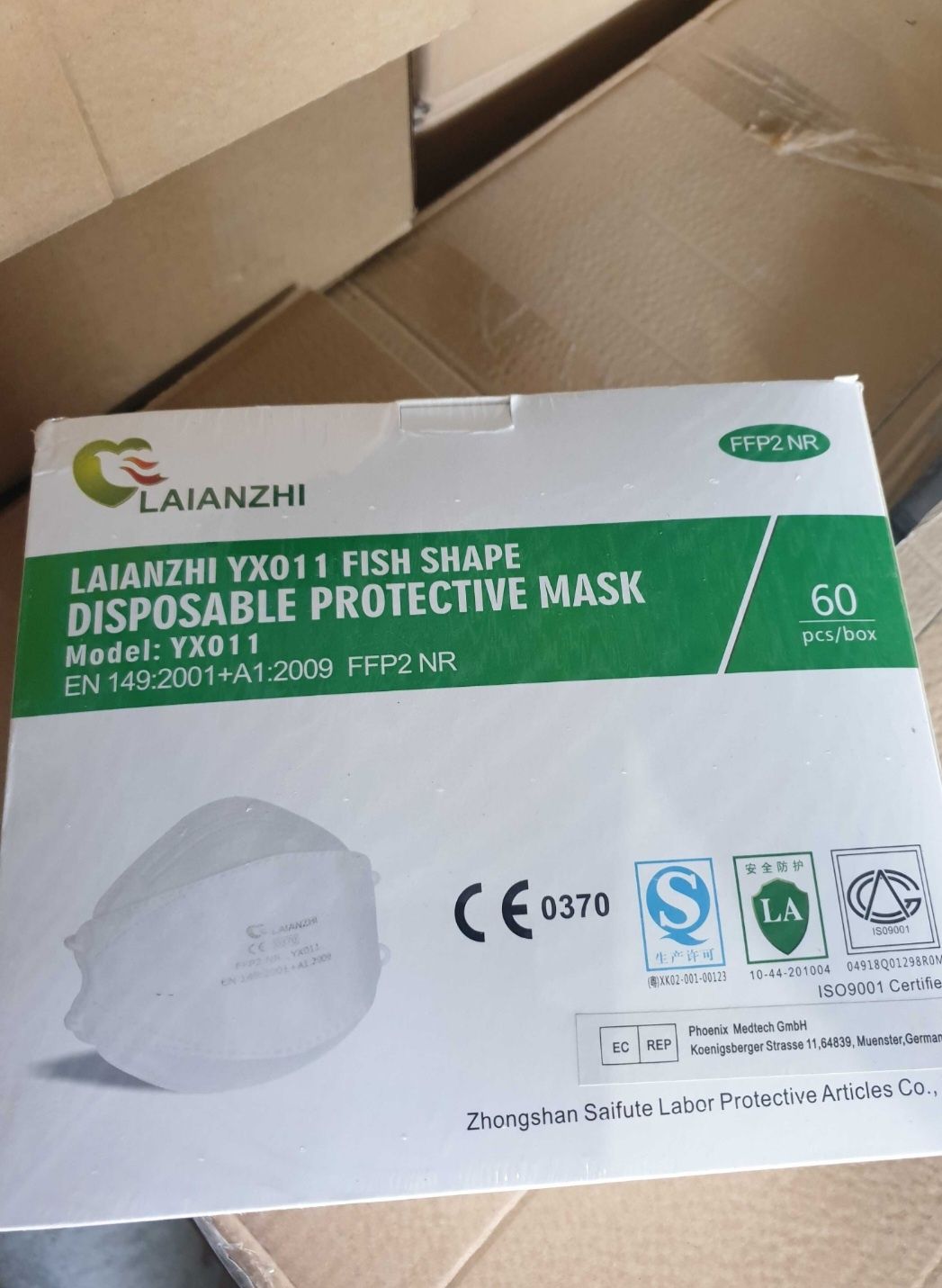 Maska Przeciwpyłowa Ochronna FFP2 YX011 60 Sztuk