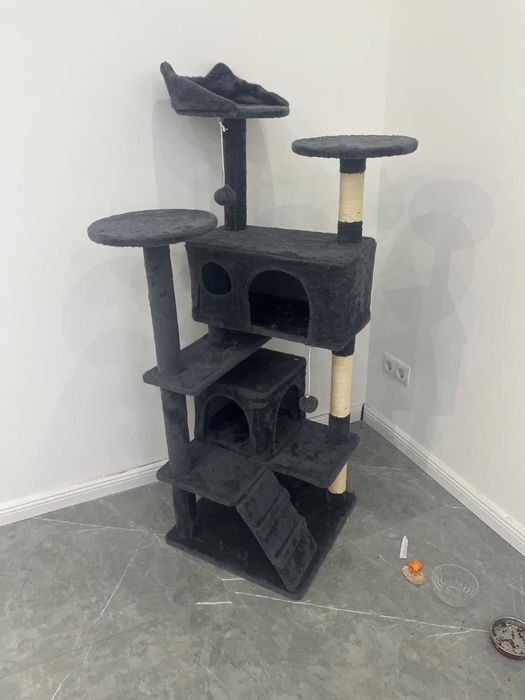 Drapak dla Kota Wielopoziomowy, Stabilny i Komfortowy Ciemnoszary NOWY