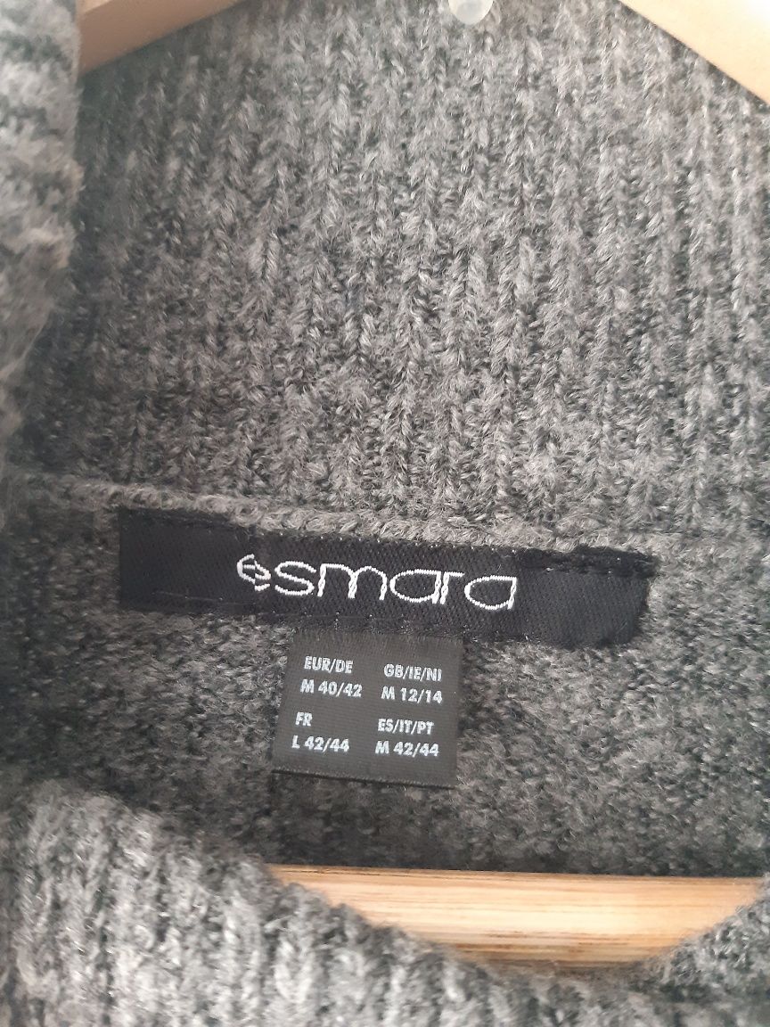 Sweter z golfem, szary, rozm. M, stan bdb, 40/42