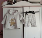 Komplet zimowy niemowlęcy bluza polarowa z kapturem i spodnie r. 56