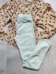 Miętowe spodnie Mango L 40 skinny midwaist bawełniane elastyczne rurki