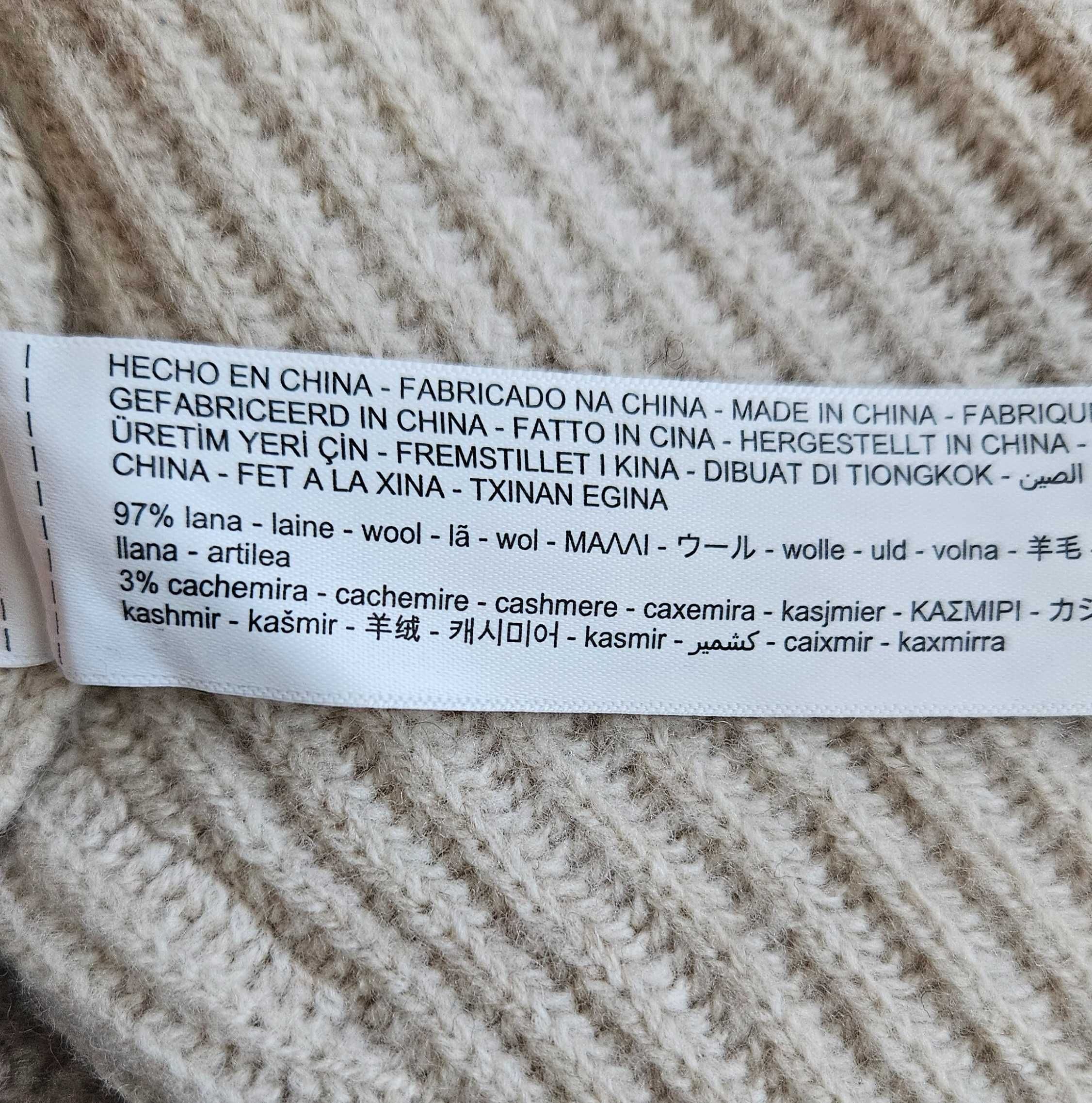 Kardigan beżowy/kremowy Massimo Dutti L, wełna/kaszmir