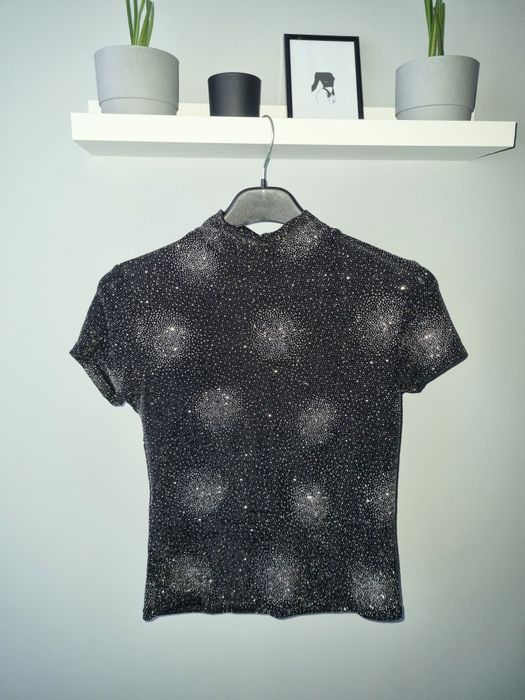 bluzka / golf silver na imprezę vintage wyprzedaz