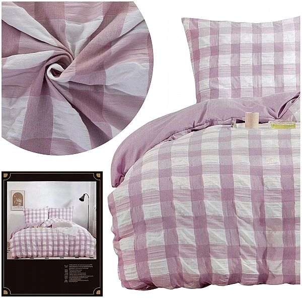 Pościel 200x220/4cz Bawełniana Kora Klasyczna Kratka Komplet Arturo