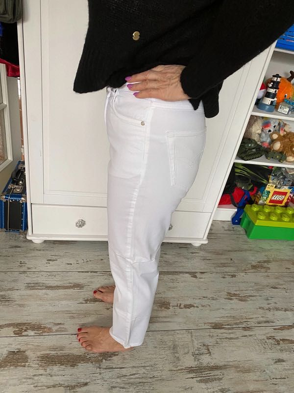 Stooker chinos chinosy białe spodnie do kostek z wysoki stan 30 40 L
