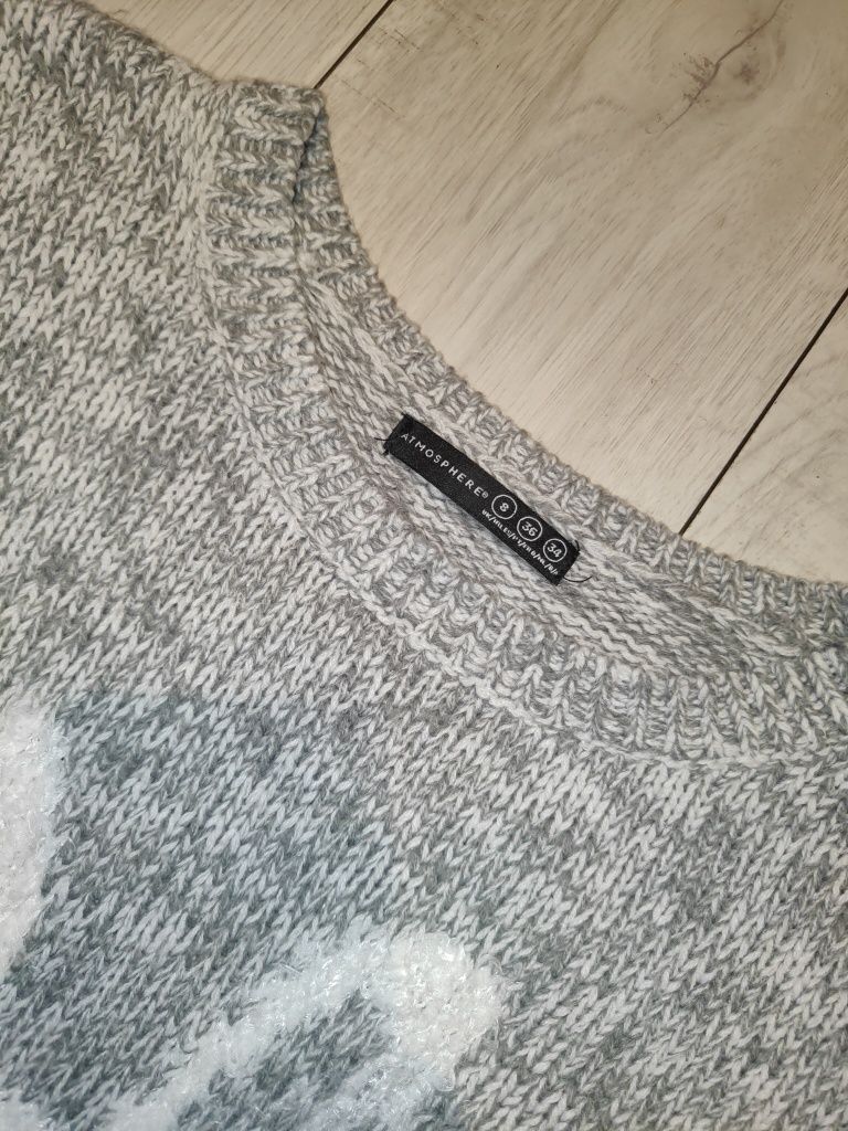 Sweter sweterek dzianinowy szary z króliczkiem królikiem atmosphere