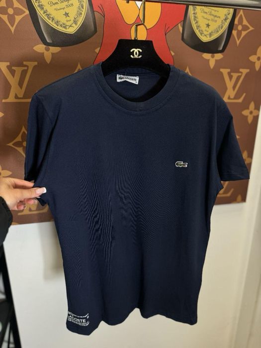 MEGA SALE -50% Мужская футболка Lacoste темно-синяя с крокодилом люкс