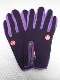 Fioletowe rękawiczki XL, wodoodporne i wiatroszczelne