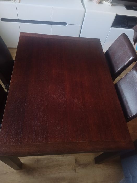 Stół dębowy brązowy wenga Tanio 4 krzesła gratis