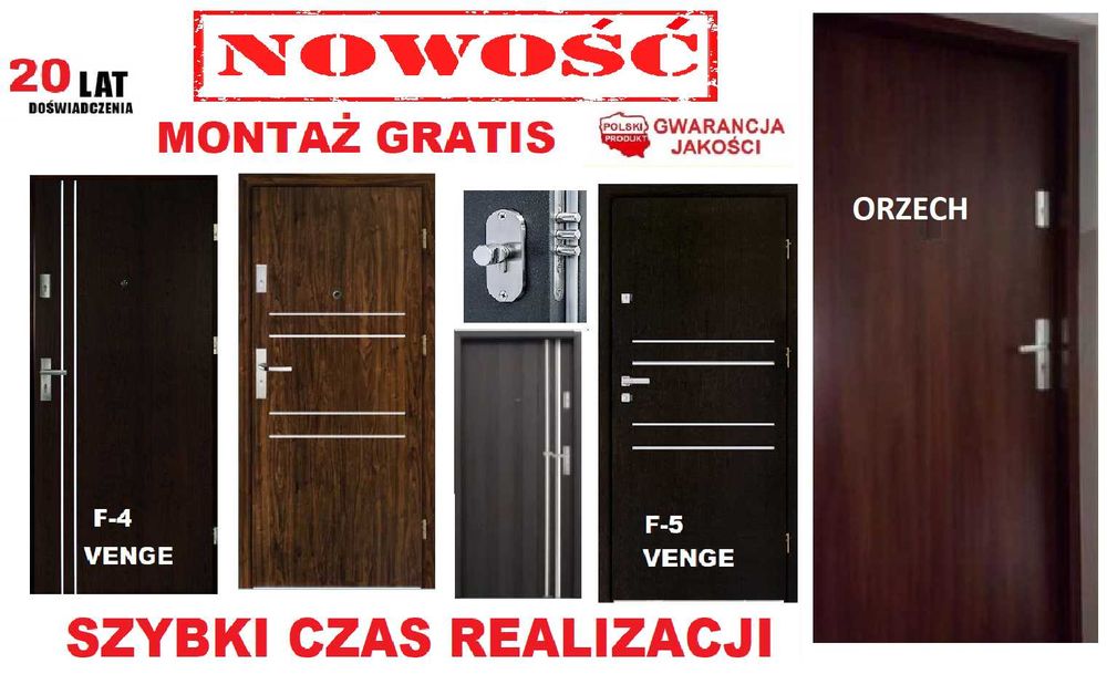 DRZWI z montażem zewnętrzne do mieszkania -wejściowe, wewnątrzklatkowe