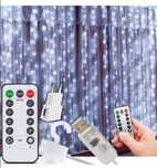 Kurtyna na okno LED + zasilacz USB Girlanda Świąteczna PILOT 3x3m