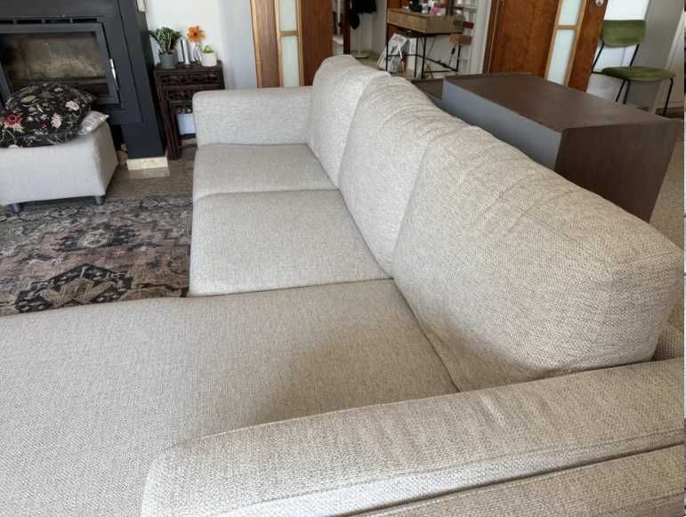 Sofá com chaise longue Bloom beje - Loja do Gato Preto