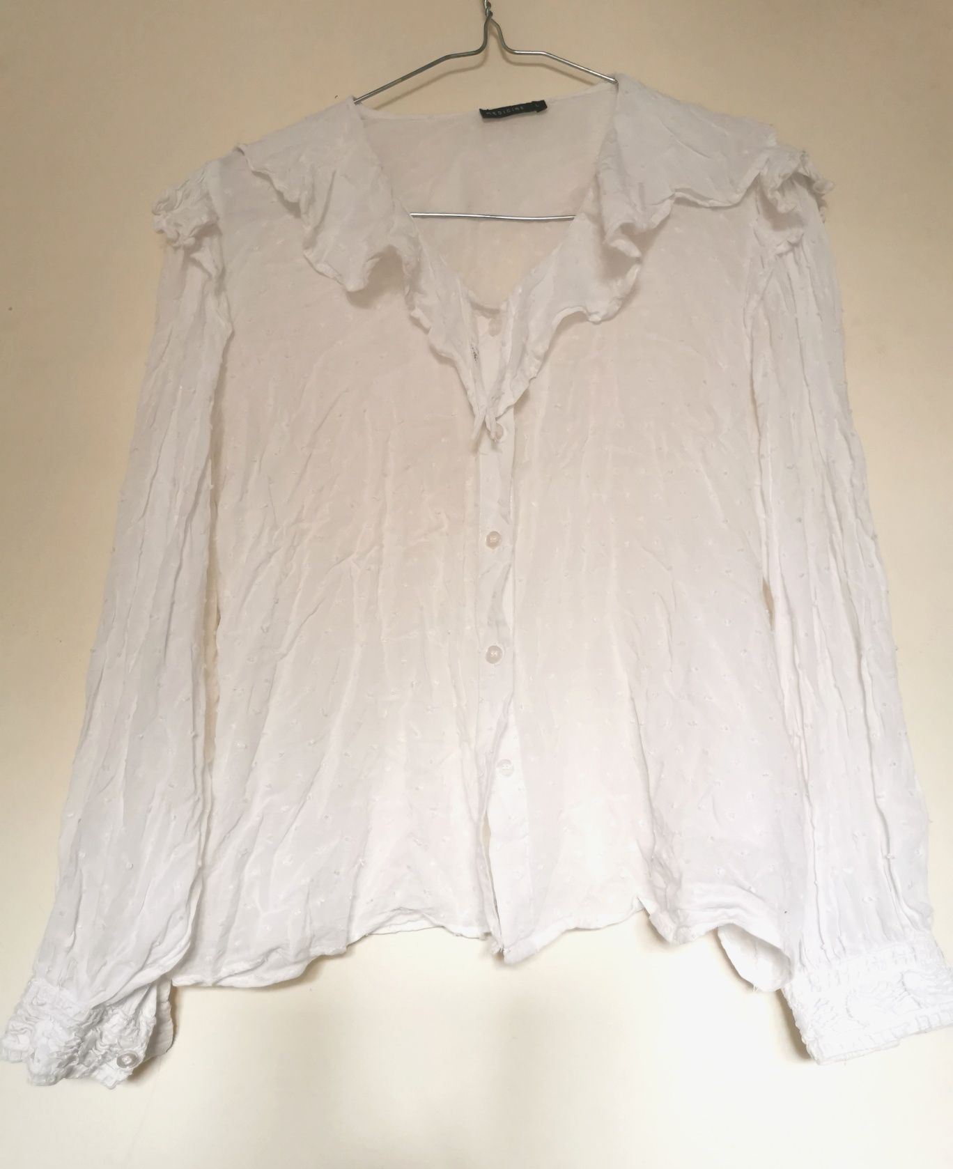 Biała koszula haftowana z falbankami Medicine r. L 
Styl boho, koronka