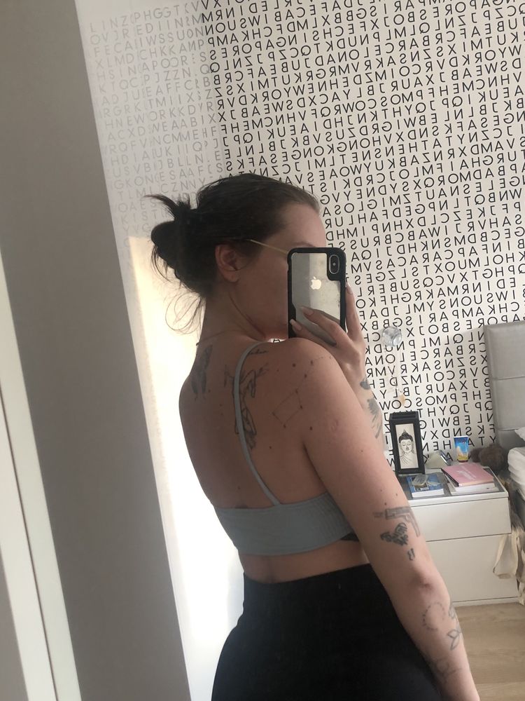Niebieski, baby blue crop top | Bershka