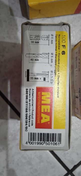 Kołki rozporowe MEA 6x30mm Made in Germany 100 sztuk