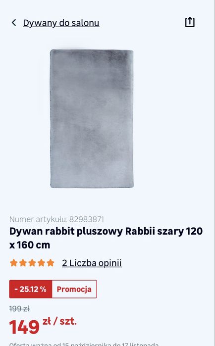 Dywan Rabbit szary 120/160+60/100
