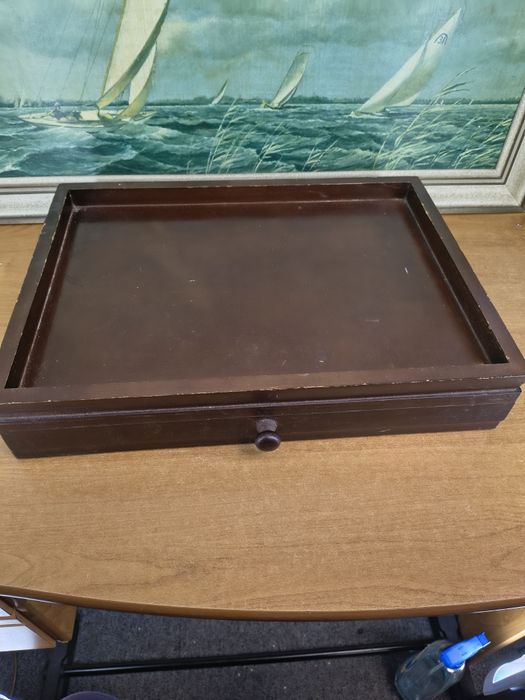 Drewniane pudełko / skrzynka z wysuwaną szufladą – vintage