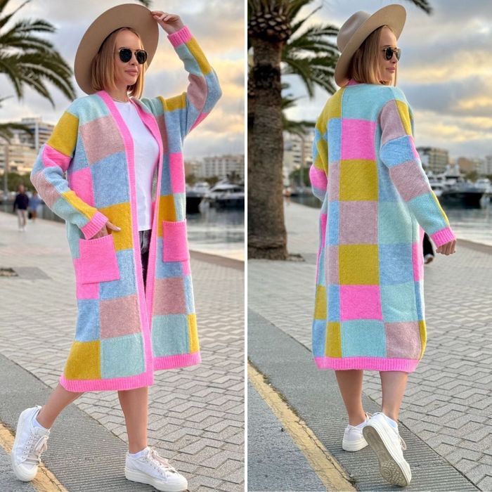 KARDIGAN damski patchwork nowość Sploty