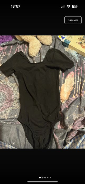 Body dziewczęce czarne krótki rękaw 134