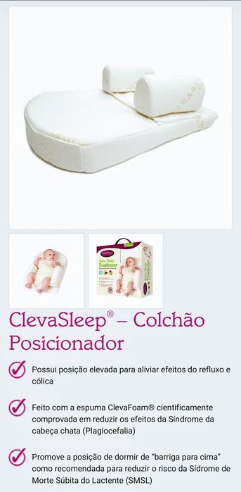 Almofada Anti Refluxo/ Colchão/ Redutor Berço/Alcofa ClevaSleep