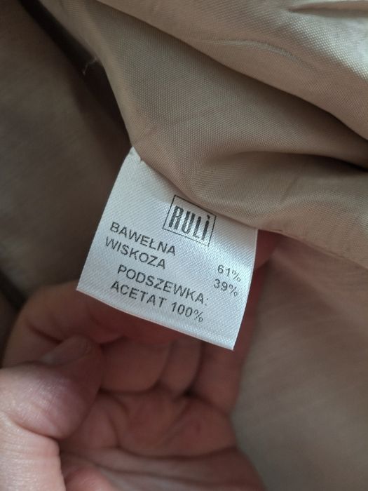 Damski kostium Ruli 40 beżowy marynarka i spódnica garnitur bawełna