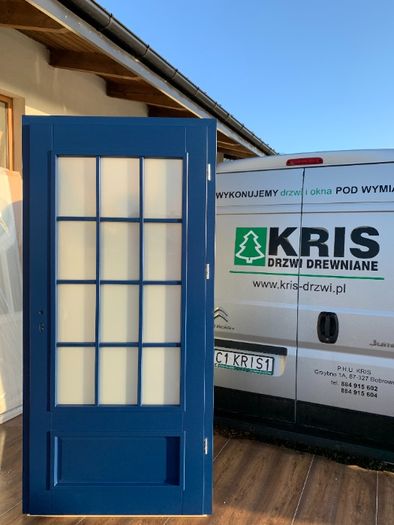 Drzwi drewniane wewnętrzne białe dwuskrzydłowe KRIS francuskie RAL9016