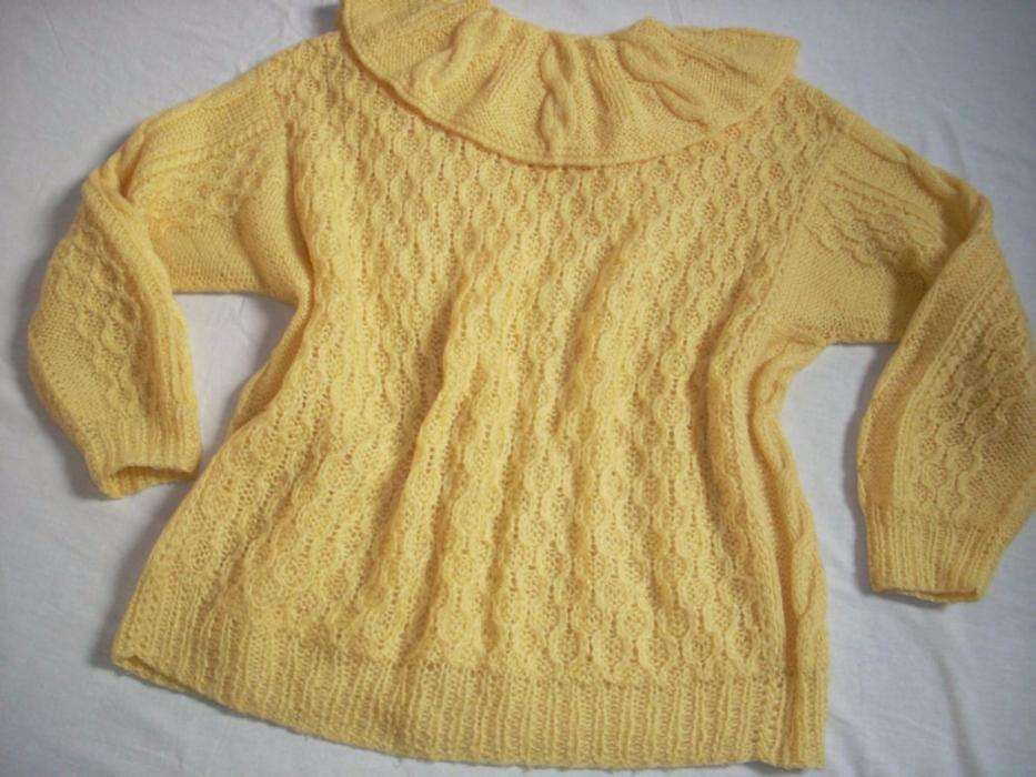 Luźny Sweter Oversize na drutach Ścieg L XL