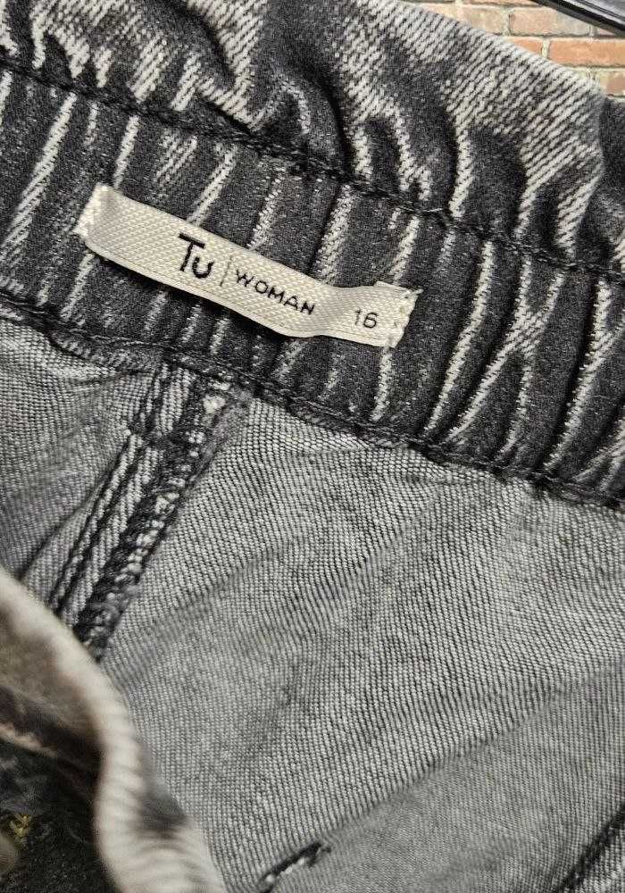 Джинсы мом TU графит с резинкой на талии, р. XL/2XL